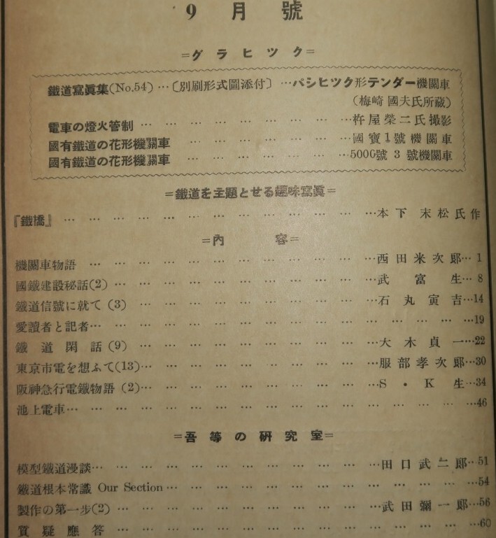 鉄道昭和8年9月号 阪急物語/国鉄の花形5000号と3号/東京市電/池上電車/杵屋栄二/西田米次郎関東大震災と蒸気機関車 通巻53鉄道史料_画像2