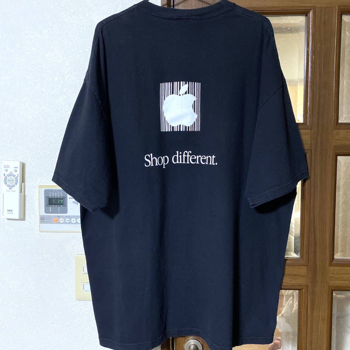 レア Apple Tシャツ アップル 黒 企業 ビンテージ 2XL プロモ ブラック 古着 プリントTシャツ バンド_画像4