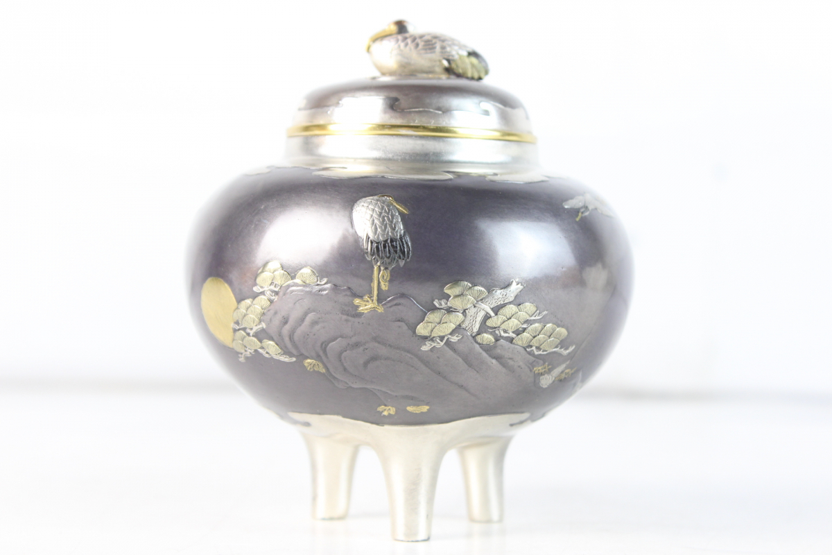 ト福】蓬莱香炉蝋型銀製瑞正作約0.85kg 工芸品金属工芸鶴木箱 ト福】蓬莱香炉蝋型銀製瑞正作約0.85kg 工芸品金属工芸鶴木箱