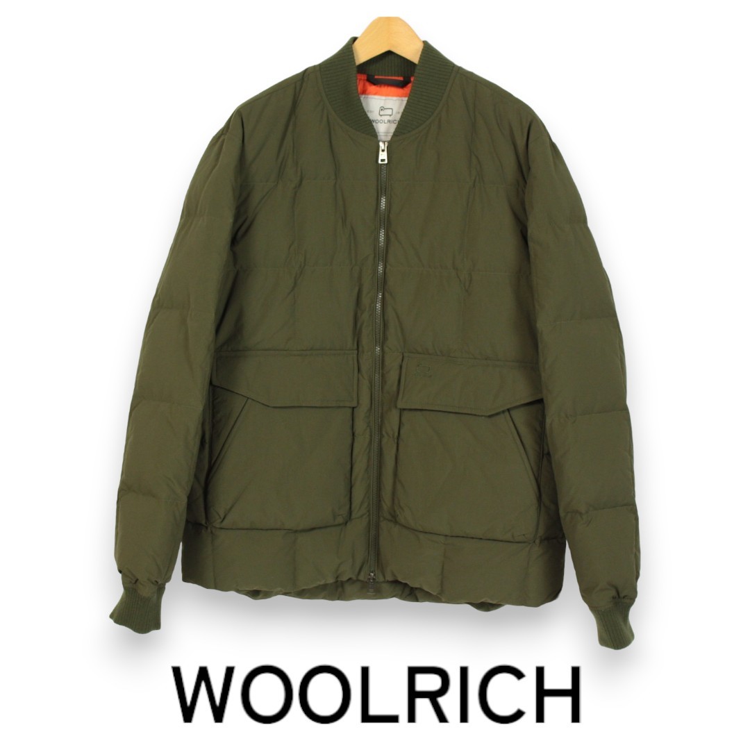 WOOLRICH　ダウンジャケット　ボンバータイプ　ダークグリーン　サイズL　ウールリッチ_画像1