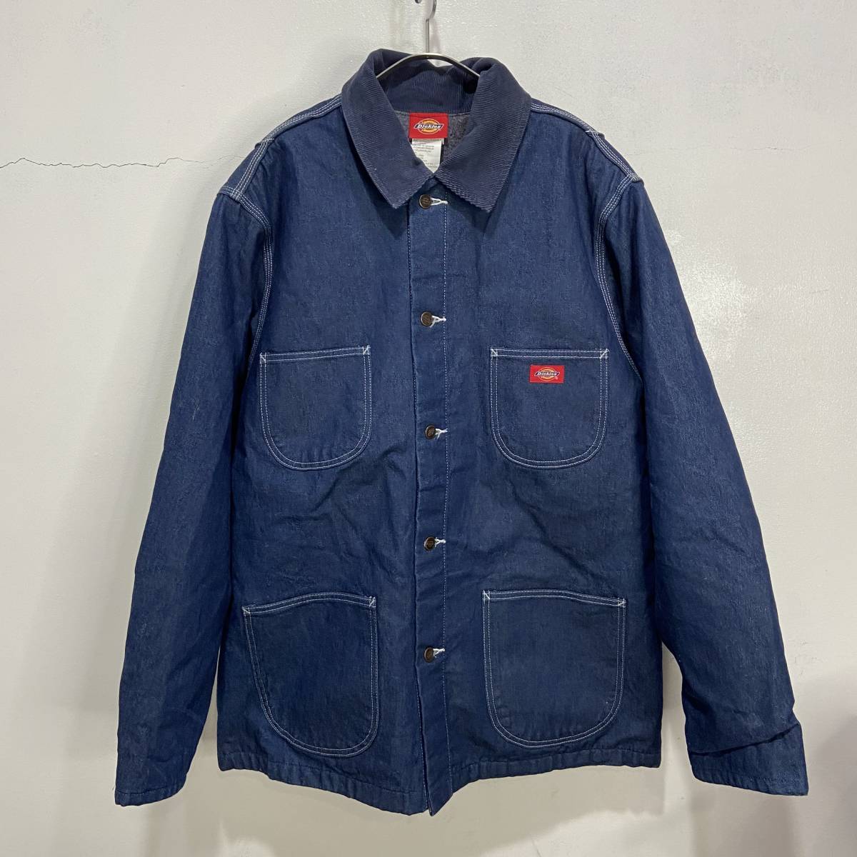 送料無料☆Dickies☆ディッキーズ☆ブランケット付きデニムカバーオール☆コーデュロイ☆ワーク☆濃紺☆インディゴ☆XL☆B24M_画像1