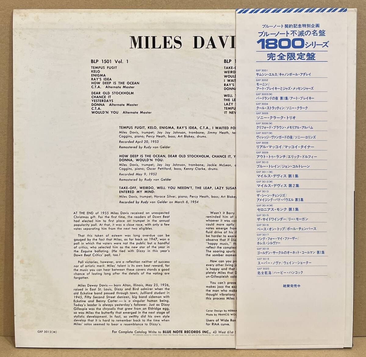 ■Blue Note!帯付/完全限定盤LP■マイルス・デイヴィス Miles Davis / Volume 2 (GXF-3012(M)/BLP 1502)■美盤/JKTシミ有_画像5