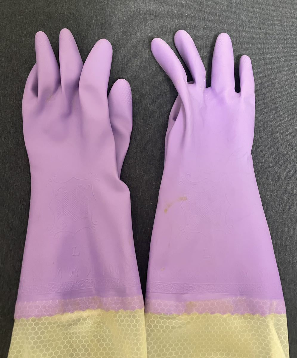 腕カバー付きゴム手袋（紫）_画像3