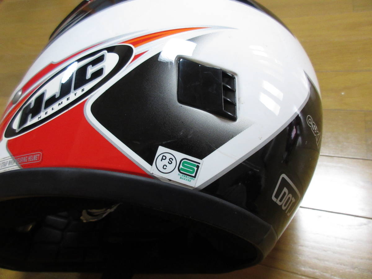 HJCジェットヘルメット CSX-Ⅱ(ホワイト×レッド×ブラック)中古品 Mサイズ(58cm) ゴーグル付きの画像6