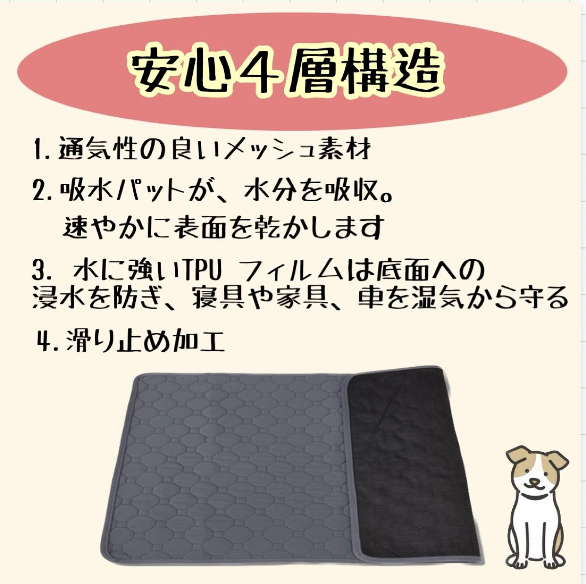 XSグレー 2枚 洗える ペットマット ペットシーツ トイレシート 防水 犬 猫