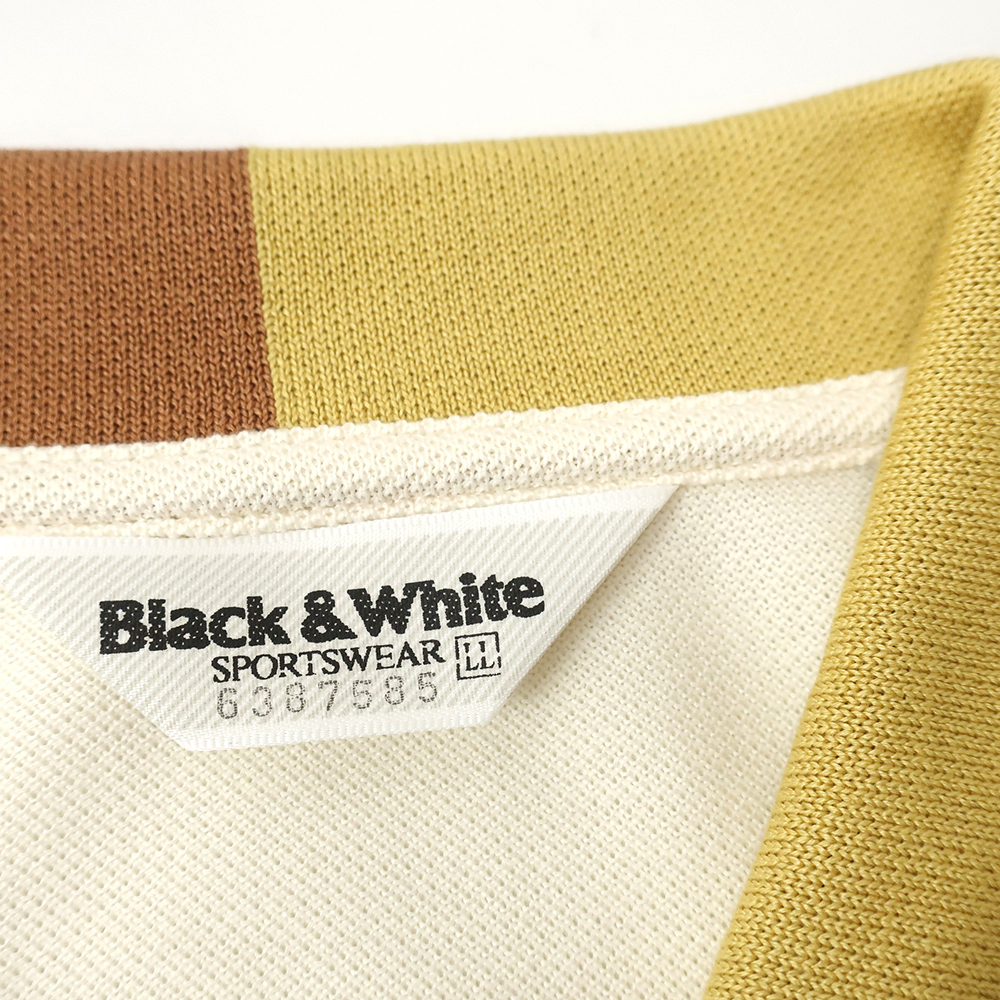  super-beauty goods Black&Whiteasimeto Lee border polo-shirt with long sleeves ( men's LL) black & white 