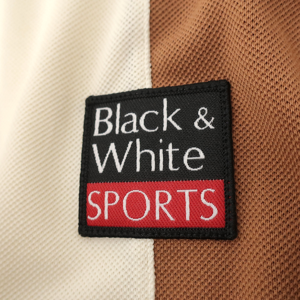  super-beauty goods Black&Whiteasimeto Lee border polo-shirt with long sleeves ( men's LL) black & white 