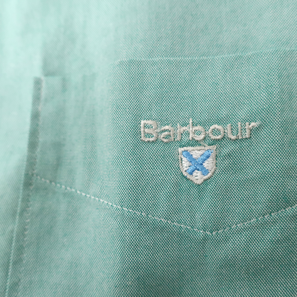 美品◎Barbour バブアー オックスフォードシャツ ボタンダウン グリーン UK-M(日本M-L程) ポルトガル製_画像3