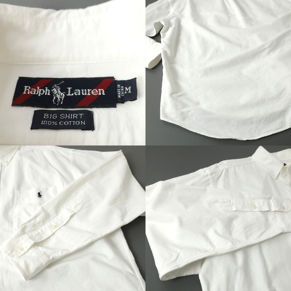 RalphLauren ホワイトシャツ BIG SHORT ボタンダウン オックスフォード US-M_画像6
