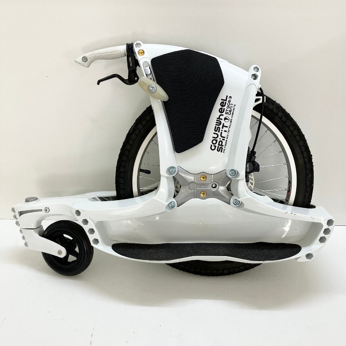 ◆【ジャンク品】Gaus Wheel ガウスホイール SPIRIT STAGE3 Gen1 ブレーキ付き 一輪車 スケボー 2015年製 白 現状品 (Z1)N/S60215/12/9.7_画像1