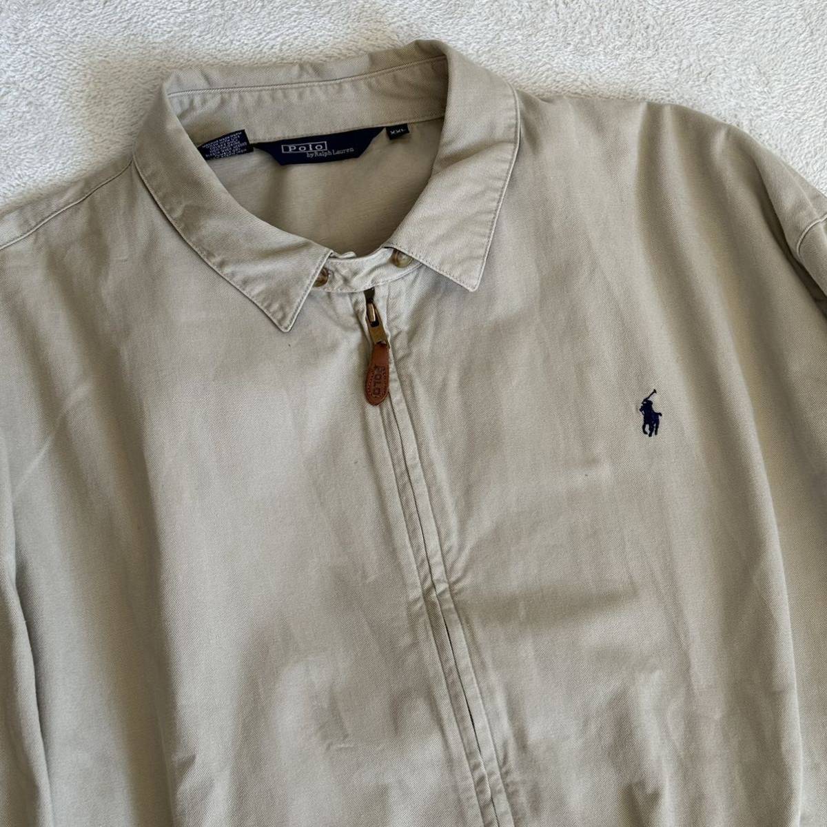 美品★ポロラルフローレン　スイングトップ　ブルゾン　ベージュ　XXL フルジップPOLO RALPH LAUREN ジャケット 90's