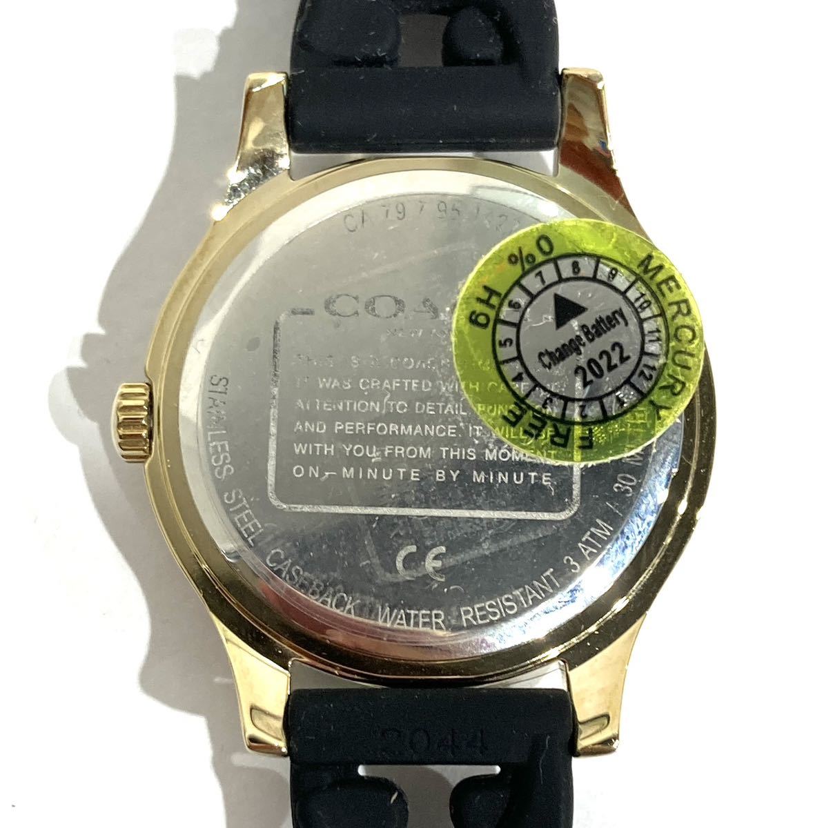 bk-507 COACH コーチ マディ 腕時計 CA.79.7.95.1427 ブラック文字盤 レディース シグネチャー ゴールドカラー 箱 説明書付き(Y160-13)_画像10