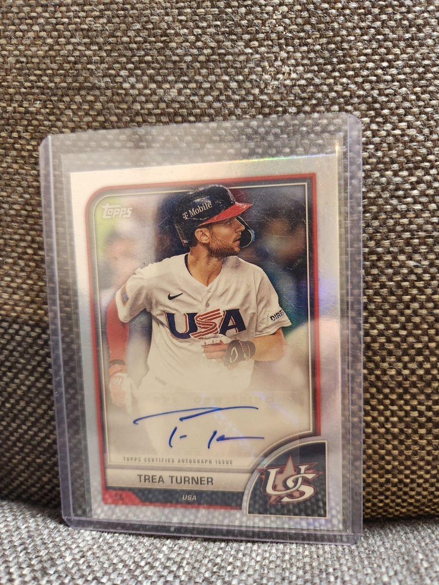 Trea Turner 直筆サインカード 2023 Topps World Baseball Classic Auto #AV-TT トレイ・ターナー WBC アメリカ代表_画像1