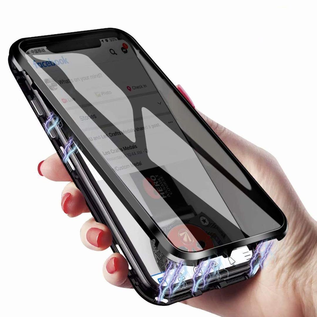 新品未使用 iphone12/12pro ケース 両面ブルー ガラスケース