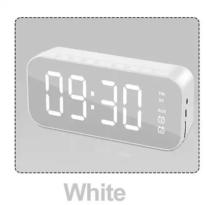 ミラー時計　ホワイト　目覚まし時計　デジタル　置き時計　スピーカー　USB給電☆_画像1