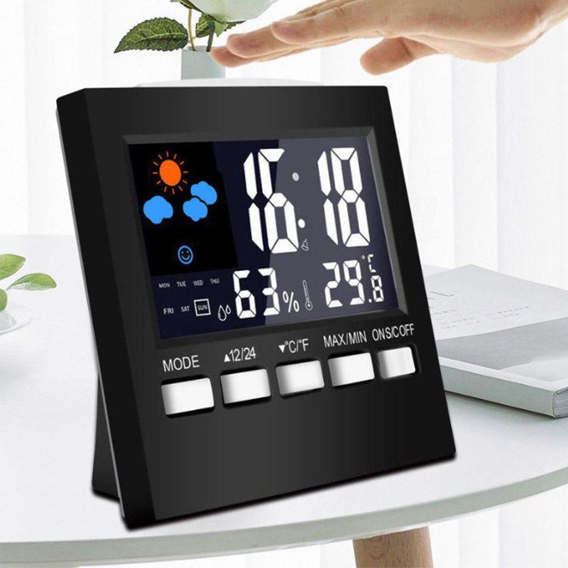 置き時計 デジタル温湿度計 目覚まし時計 時計 温度 体感表示 大画面 多機能 乾燥対策 健康管理☆