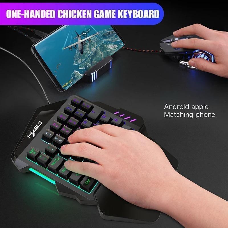 ゲーミングキーボード マウス 2点セット バックライト 片手ゲーミング USB有線☆