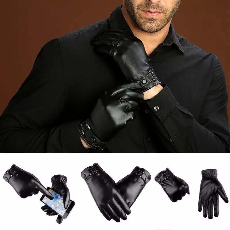  leather glove gloves men's leather leather gloves protection against cold reverse side nappy bike glove waterproof Rider's Biker formal bike glove *