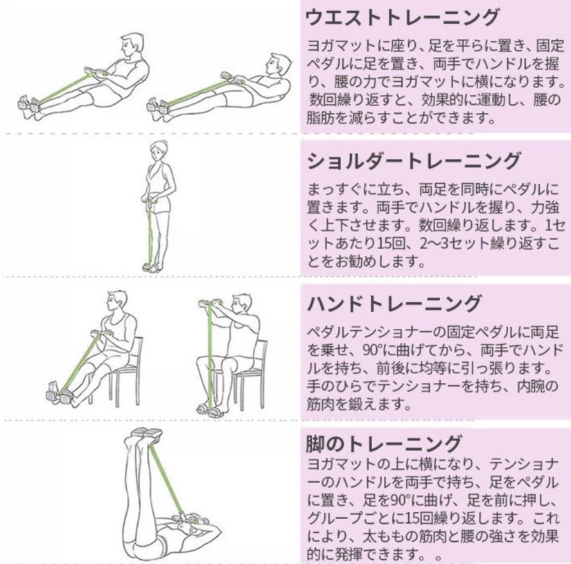 トレーニングチューブ ブラック 強化型 シットアップ 腹筋エクササイズ 筋トレ ペダルプラー トレーニング ダイエット フィットネス機器_画像2