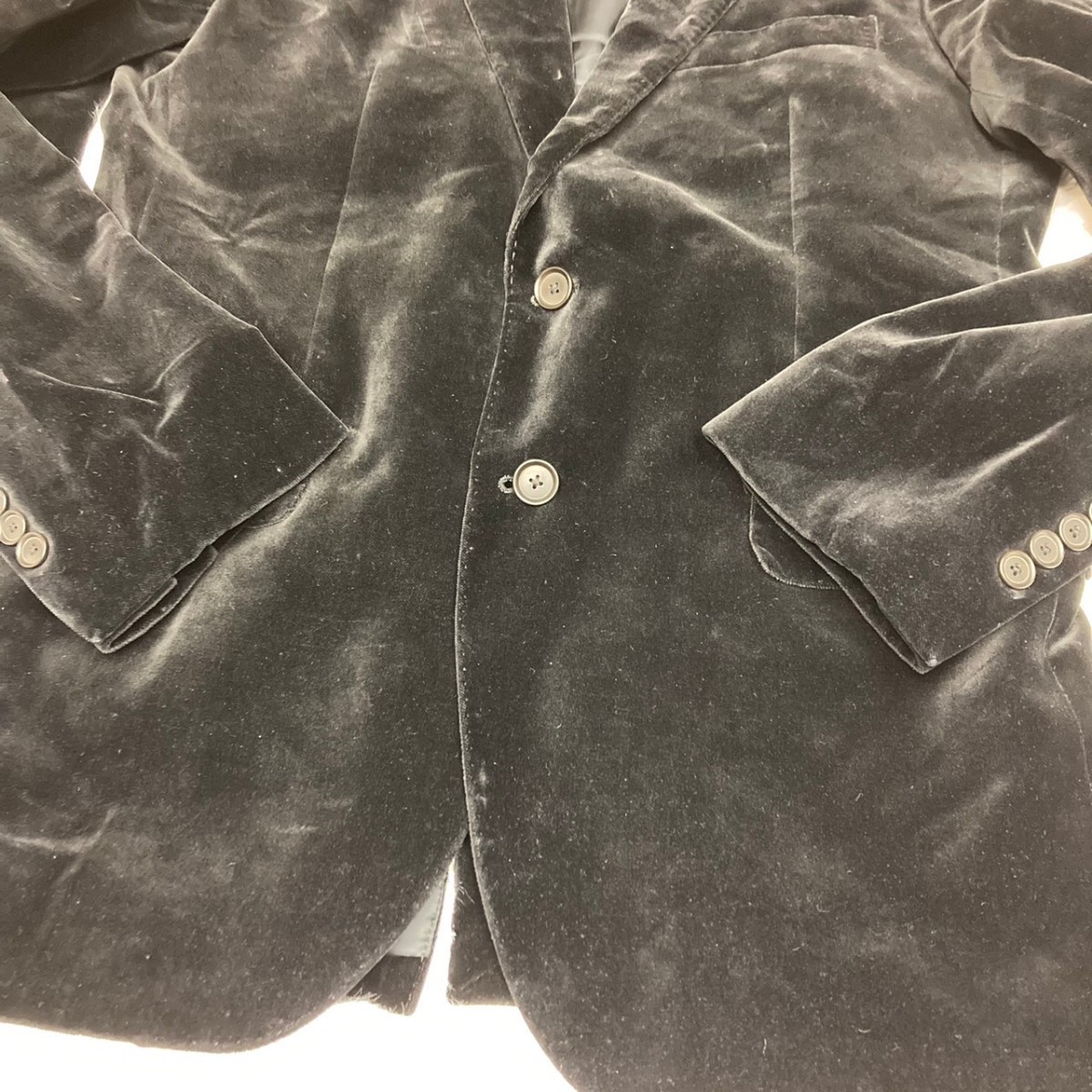 名作 UNITEDARROWS ブラック 2B ユナイテッドアローズ テーラードジャケット ベロア 黒 ベルベット Lサイズ 綿 コットン メンズ 上着の画像4