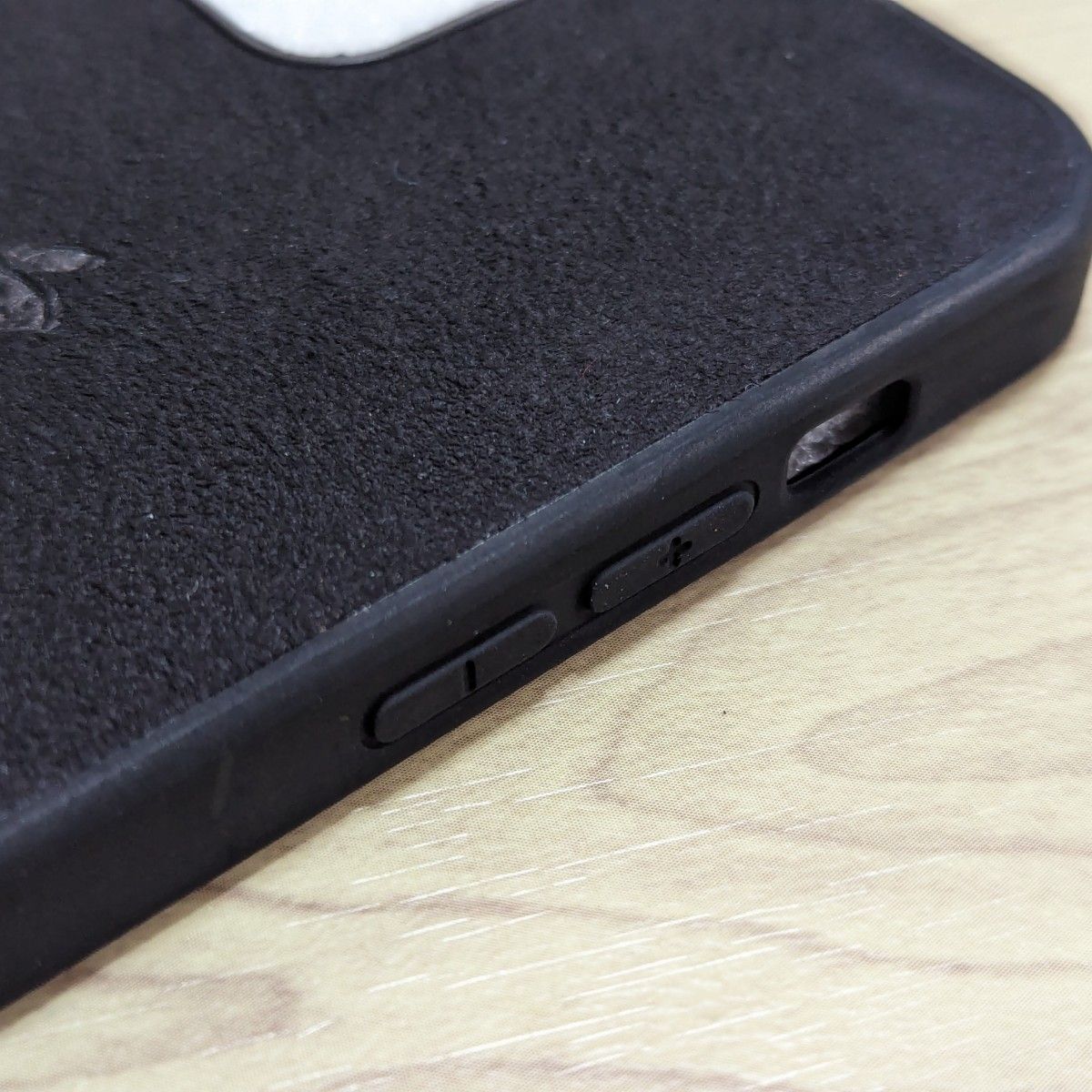 iPhone12 レザーケース  TPU iPhoneケース ソフト アルカンターラ スエード 黒 本革調 Apple カバー
