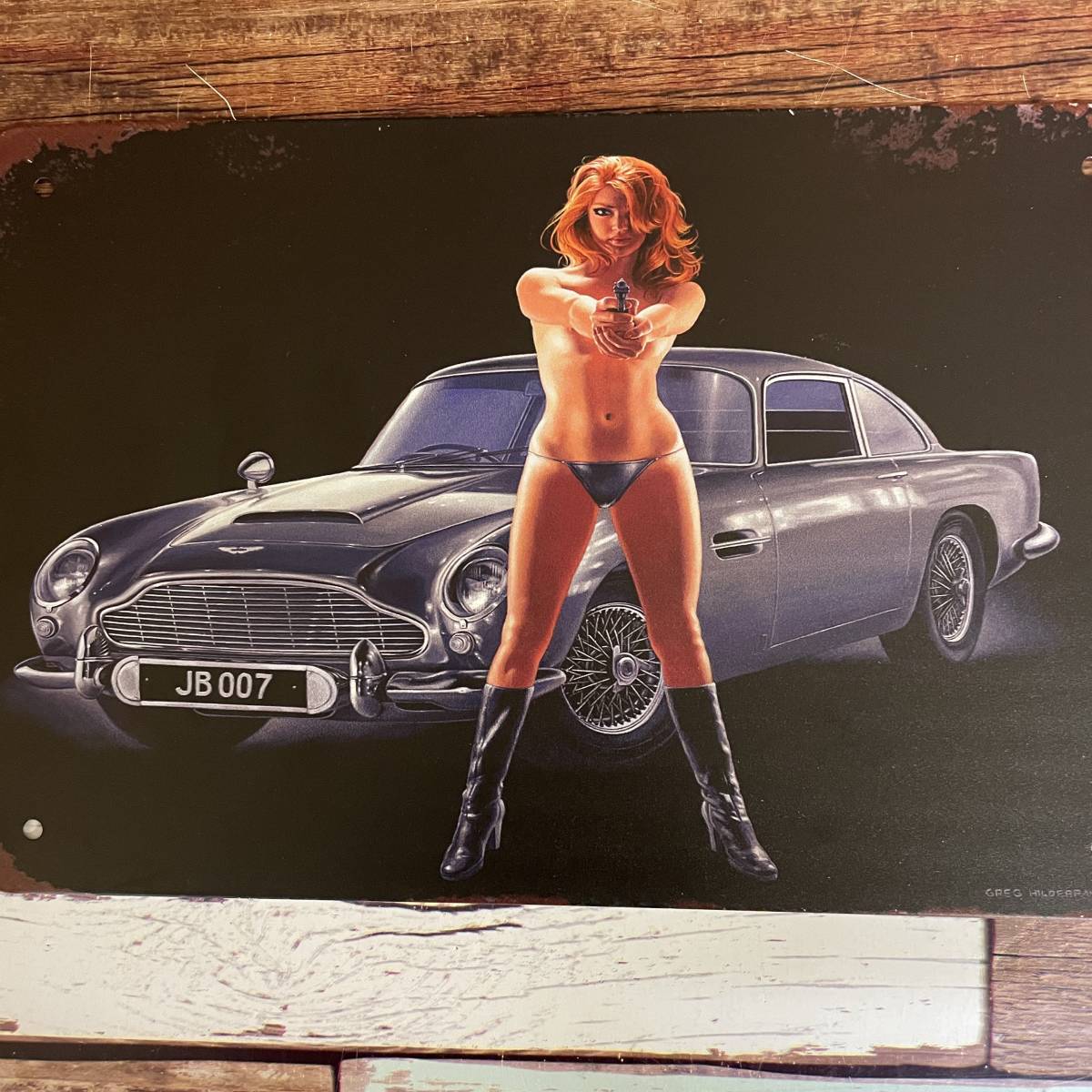 ブリキ看板 アストンマーティン DB5 イギリス高級スポーツカー アンティーク レトロ クラシック 壁掛けプレート 金属パネル 壁飾り 雑貨