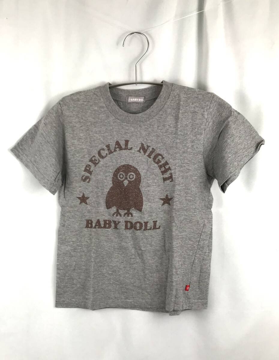 BABYDOLL 子供服　グレー半袖Tシャツ　KIDS140㎝　鳥柄プリントT　JTB-345_画像1