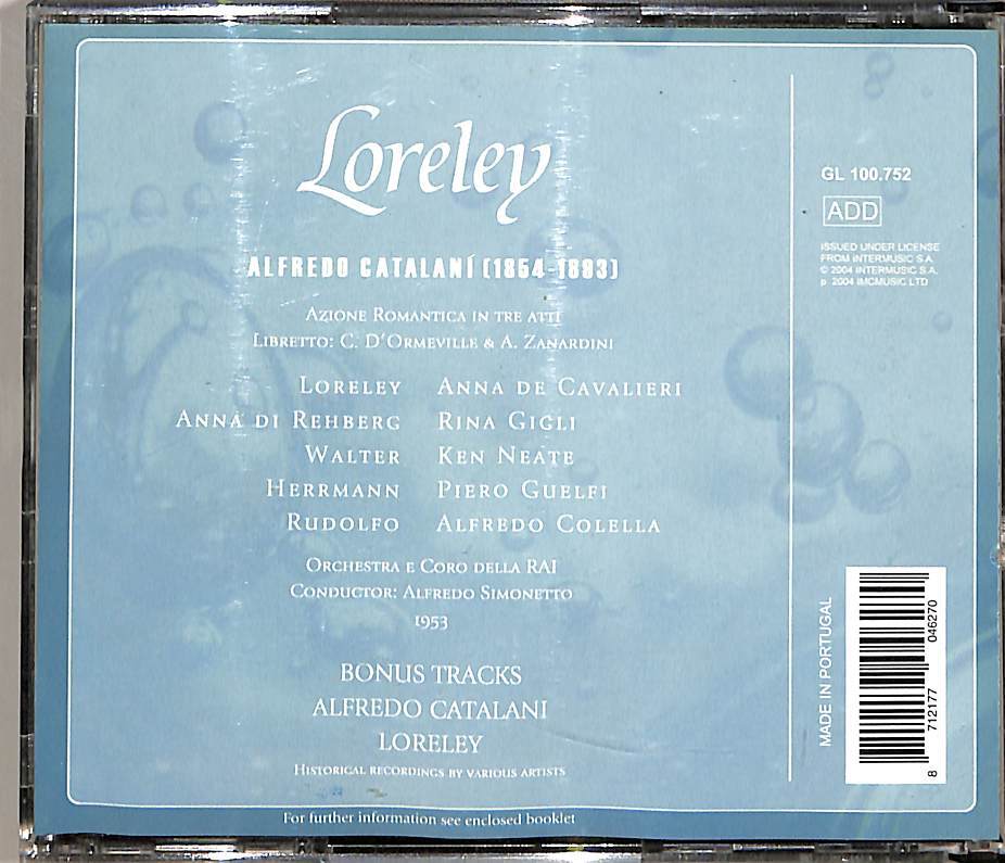 D00144475/▲▲CD2枚組/アン・マクナイト(S) / アルフレード・シモネット(指揮)「カタラーニ / ローレライ Loreley (2004年・GL-100.752)」_画像2