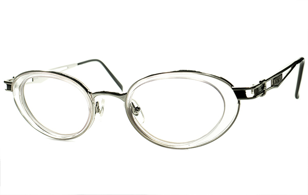 リアル90年代全盛テイスト革新的アイウェアデザイン1990s デッドストックITALY製モスキーノMOSCHINOインナーリムOVALラウンド丸眼鏡 a5843