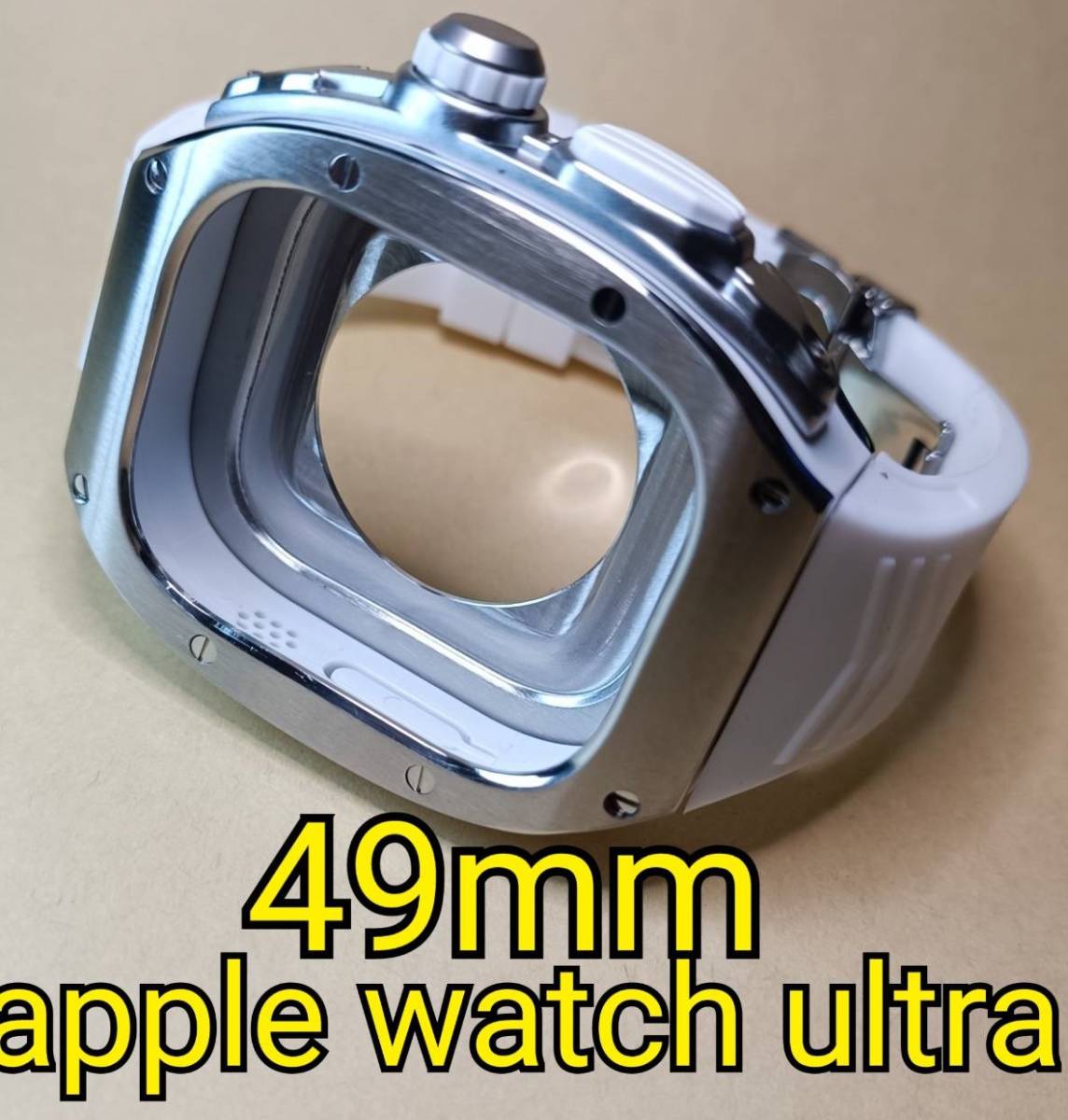 銀白 ラバー 49mm apple watch ultra アップルウォッチウルトラ メタル ケース ステンレス カスタム golden concept ゴールデンコンセプト_画像1