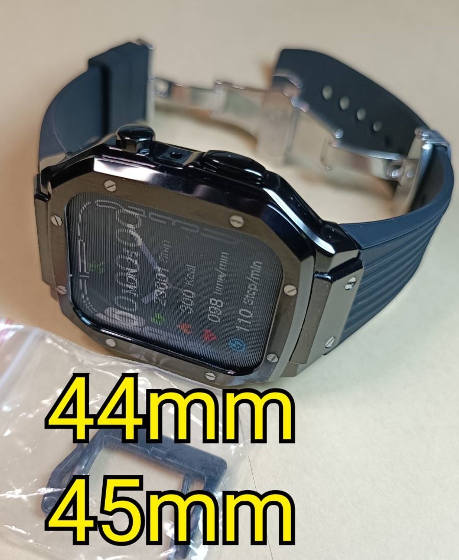 最終処分セール● 44mm 45mm ●ブラック●Zモデル●apple watch カスタム 金属 メタル ラバー ゴールデンコンセプト Golden Concept 好きに_画像1