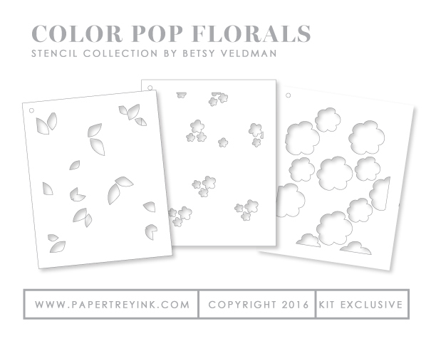 新品☆PTI ミニキット Color Pop Florals ペーパートレイインク Papertrey Ink スタンプ ダイ ペーパー ステンシル_イメージ画像です