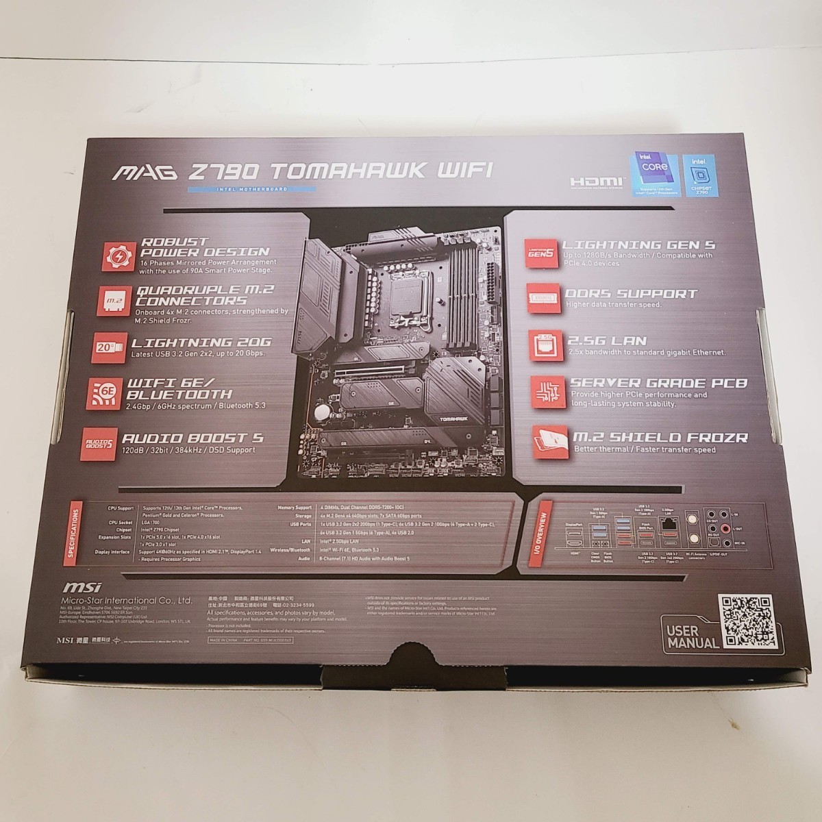 【動作確認済み】MSI マザーボード MAG Z790 TOMAHAWK WIFI DDR5 第12/13世代 CPU LGA1700 対応 ATX 使用期間少 箱・付属品あり_画像4