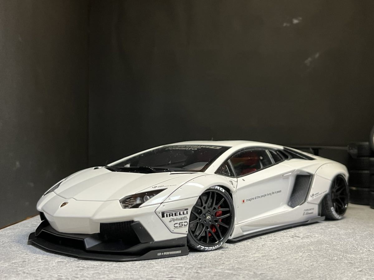 LBWK LB-WORKS Lamborghini Aventador AUTOart 1/18 ランボルギーニ アヴェンタドール ホワイト ミニカー リバティーウォークの画像2