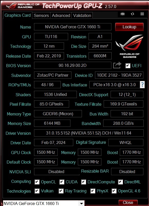 ★☆【美品・動確済】 ZOTAC GAMING GeForce GTX 1660 Ti 6GB GDDR6 フォートナイトやAPEXに最適！安心のマイニング使用歴無し☆★_画像6