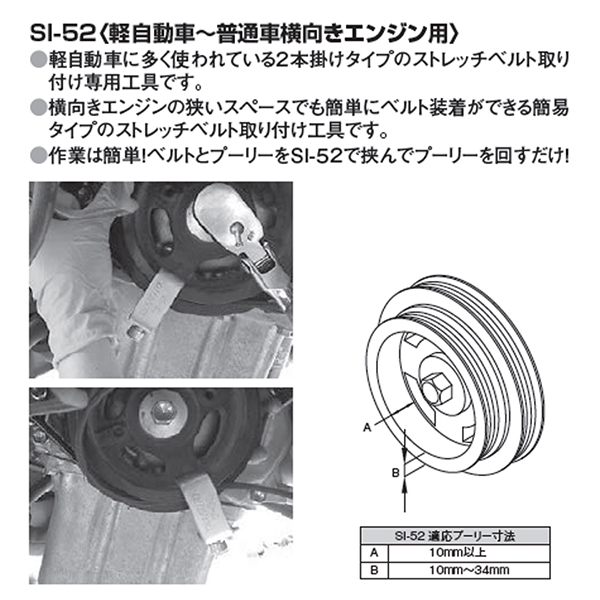 江東産業 ストレッチベルトインサーターセット SI-162 可変タイプの『SI-110』 横向きエンジン用『SI-52』 セット_画像3