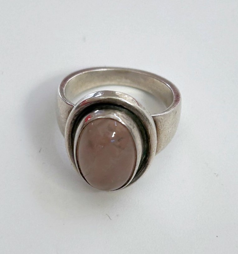 B7)100円～Georg Jensen/ジョージジェンセン 46Ｂ ローズクオーツ リング 約8.5号_画像1