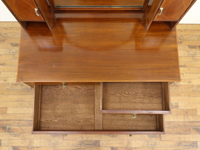 ドレッサー　マホガニー材の美しい木目も魅力　上品なデザイン　鏡台　ドレッシングテーブル　1920年頃イギリスアンティーク家具　51519nk_画像5