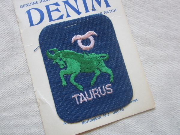 ビンテージ おうし座 TAURUS 星座 星占い デニム ワッペン/60s パッチ 企業 USA 古着 アメリカ アメカジ キャップ ワークシャツ 452_画像2