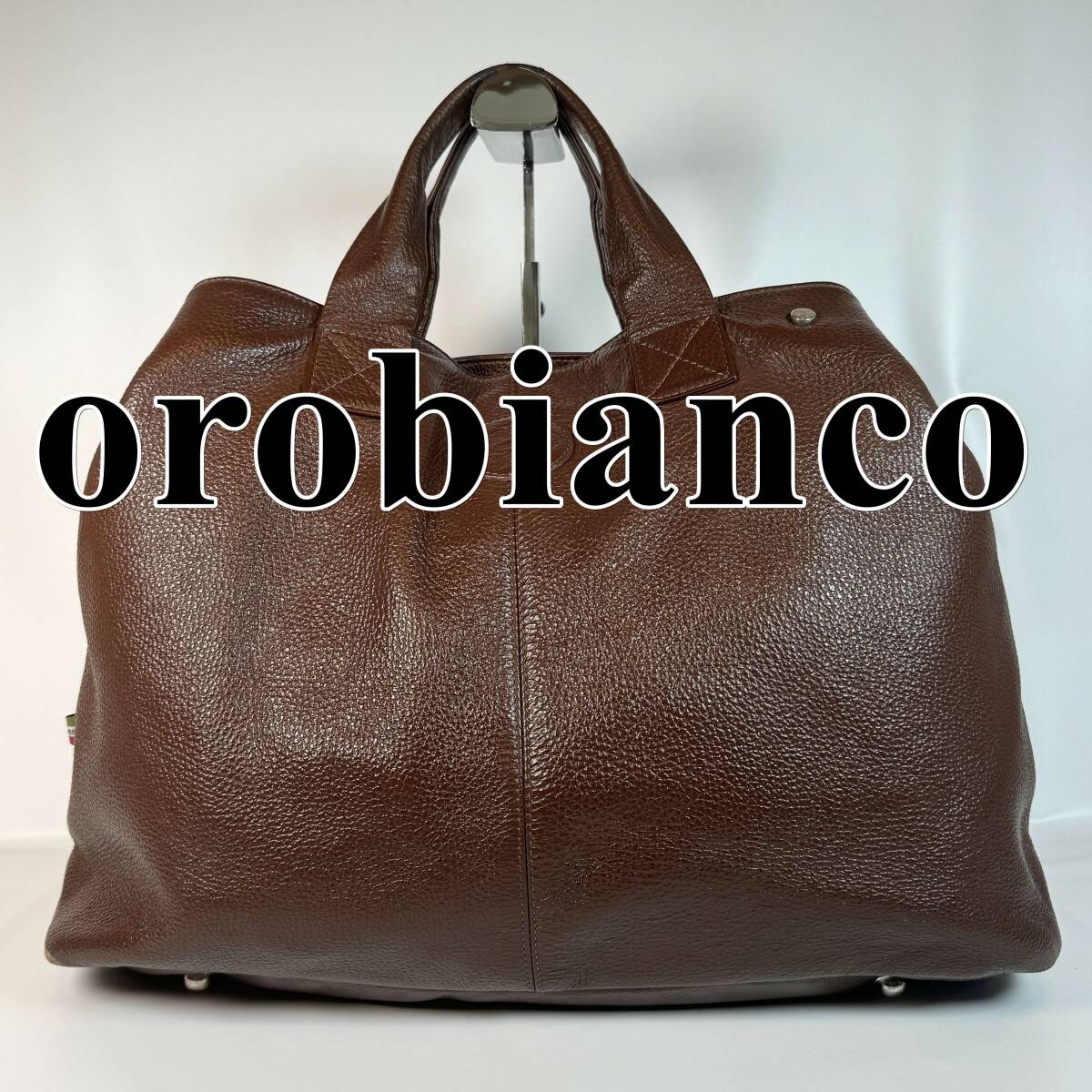 【良品】Orobianco オロビアンコ ハンドバッグ ロゴ レザー 茶