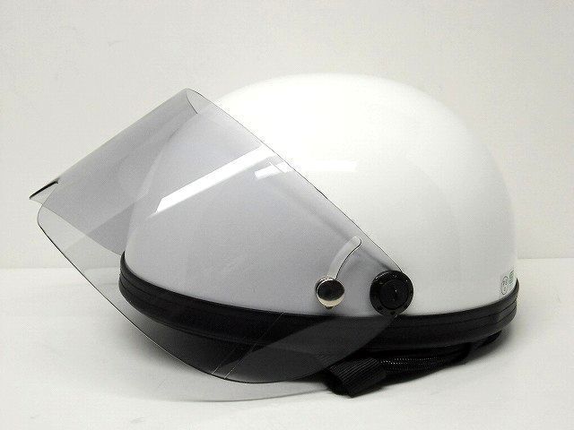 可動式 シールド付き ハーフヘルメット 半キャップ ホワイト 白 人気のストリートタイプ 原付 125cc以下のバイクにオススメ_画像3