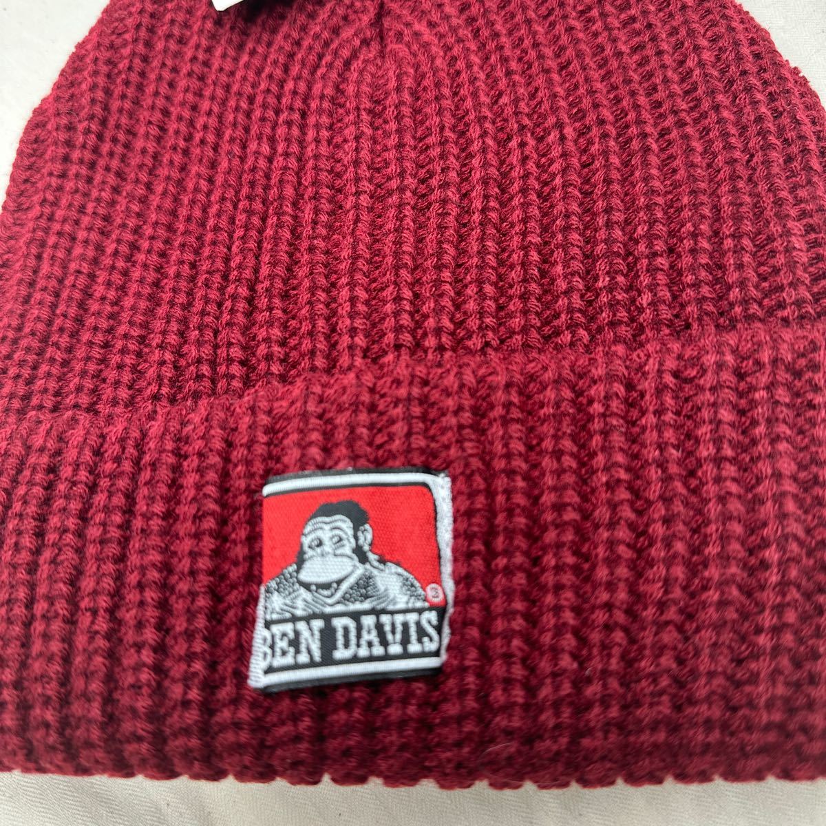 RED【新品・未使用】BEN DAVIS (ベンデイビス)ニット帽 パッチ ニット ( BDW-950A ) Knit Cap ニットキャップ ビーニー beanie_画像4
