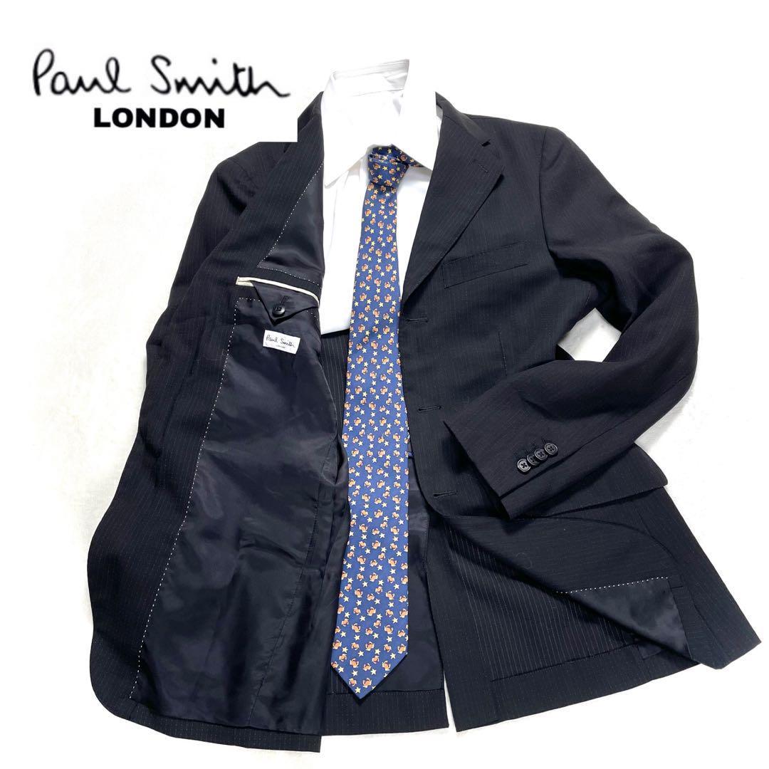 Paul Smith LONDON ポールスミスロンドン セットアップ スーツ ブラック 3B ストライプ柄 黒 L_画像1