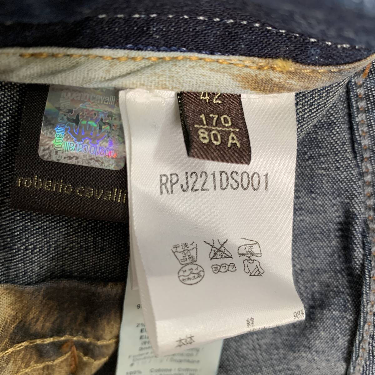 美品☆厳選　大人カジュアル♪　高級定価4万　ロベルトカバッリ　roberto cavalli　ストレッチデニム　ストレート　細身　42_画像5