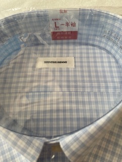 新品未使用 STENTOR 半袖 チェックシャツ ホワイト×ブルー×サックス ４１ サイズ Lの画像2