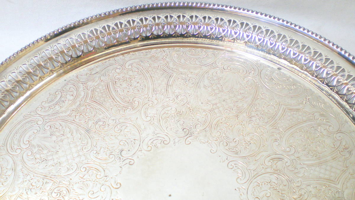 中古 MAPPIN&WEBB/マッピン&ウェッブ トレイ プレート お盆 大皿 直径約26.5cm 工芸品 洋食器 経年保管の画像5