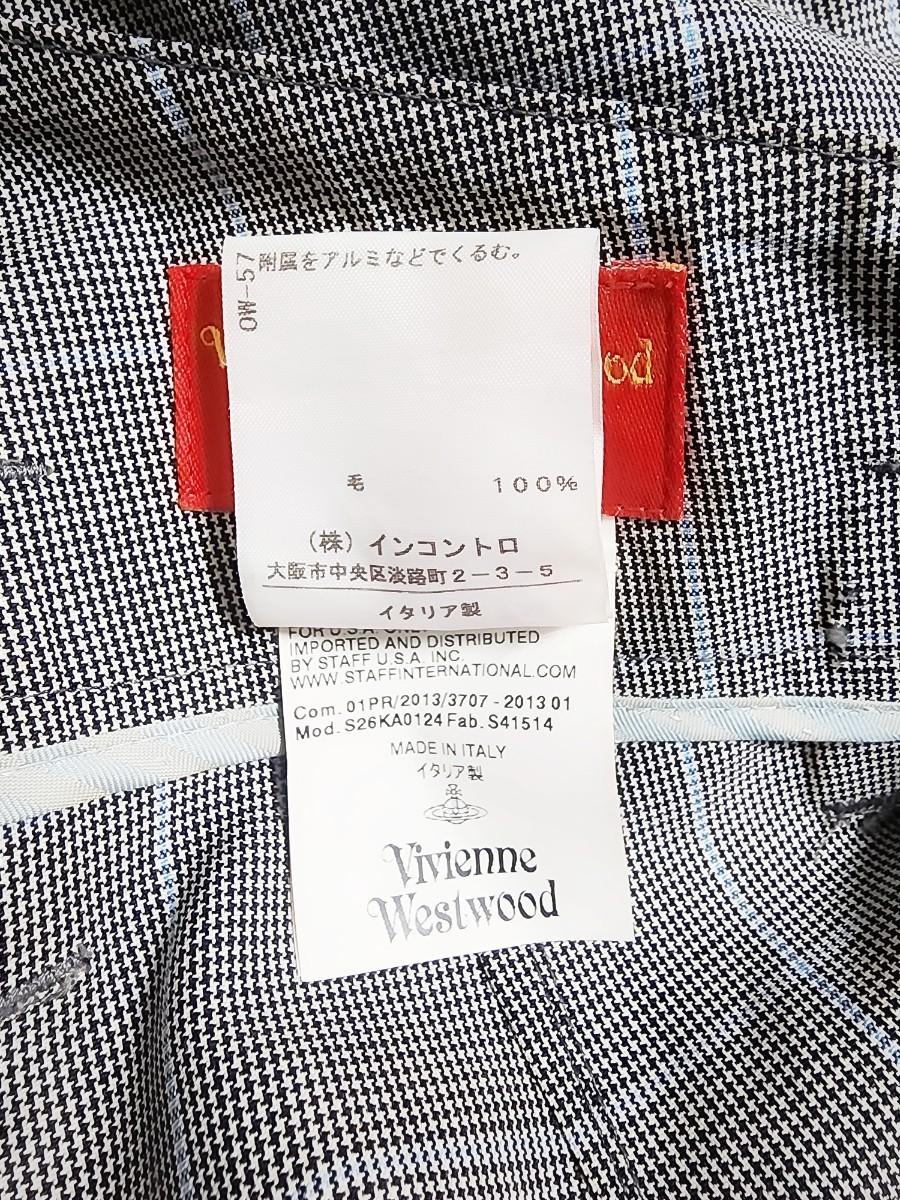 viviennewestwood RED LABEL チェックウールスラックス サルエル 38サイズ 8万円 ヴィヴィアン レッドレーベル ブルゾン アングロ GOLD _画像8