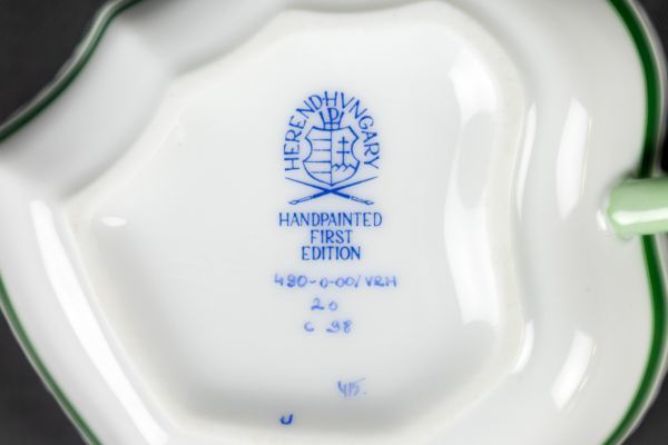 HT01-1806ブランド食器 ヘレンド HEREND ウィーンの薔薇 オープンシュガー 葉型 Vieille rose de Herend 洋食器 HAMDPAINTED FARST EDITION_画像9
