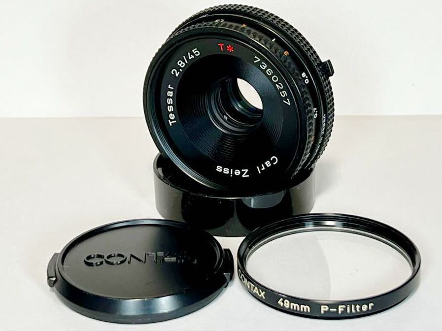 【中古品】 CONTAX Carl Zeiss Tessar 45mm F2.8 T* MMJ Y/C カールツァイス テッサー ヤシカコンタックス マニュアルレンズ 付属品あり_画像1