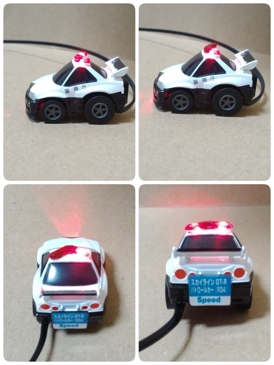  dummy scanner Skyline R34 GT-R patrol car Choro Q Metropolitan Police Department LED 12V 4 light blinking Nissan crime prevention anti-theft minicar Sakura large .
